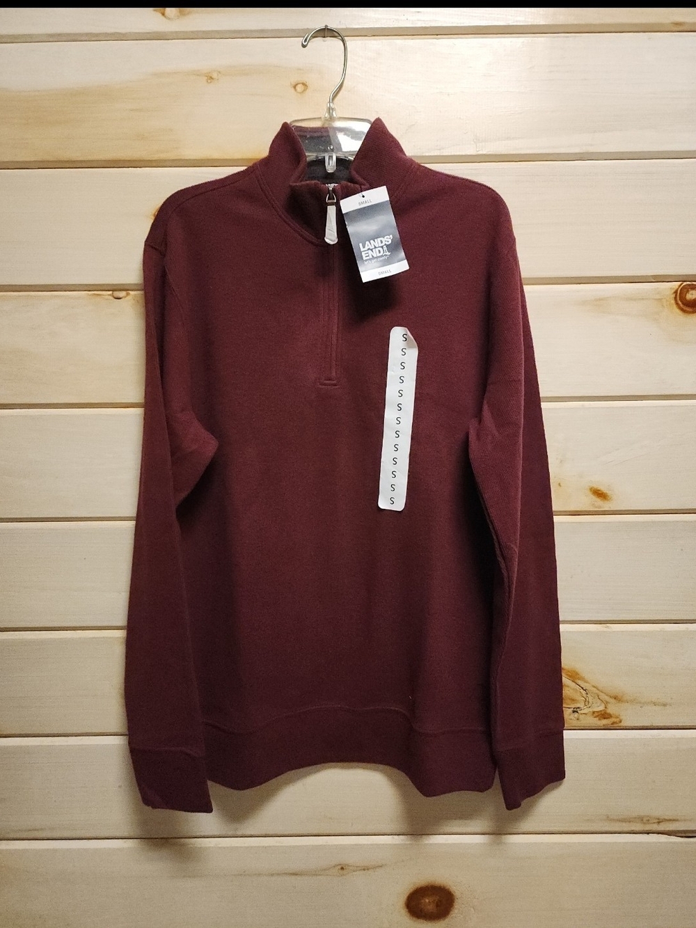 Lands' End Men's Quarter-Zip Sweater in Burgundy